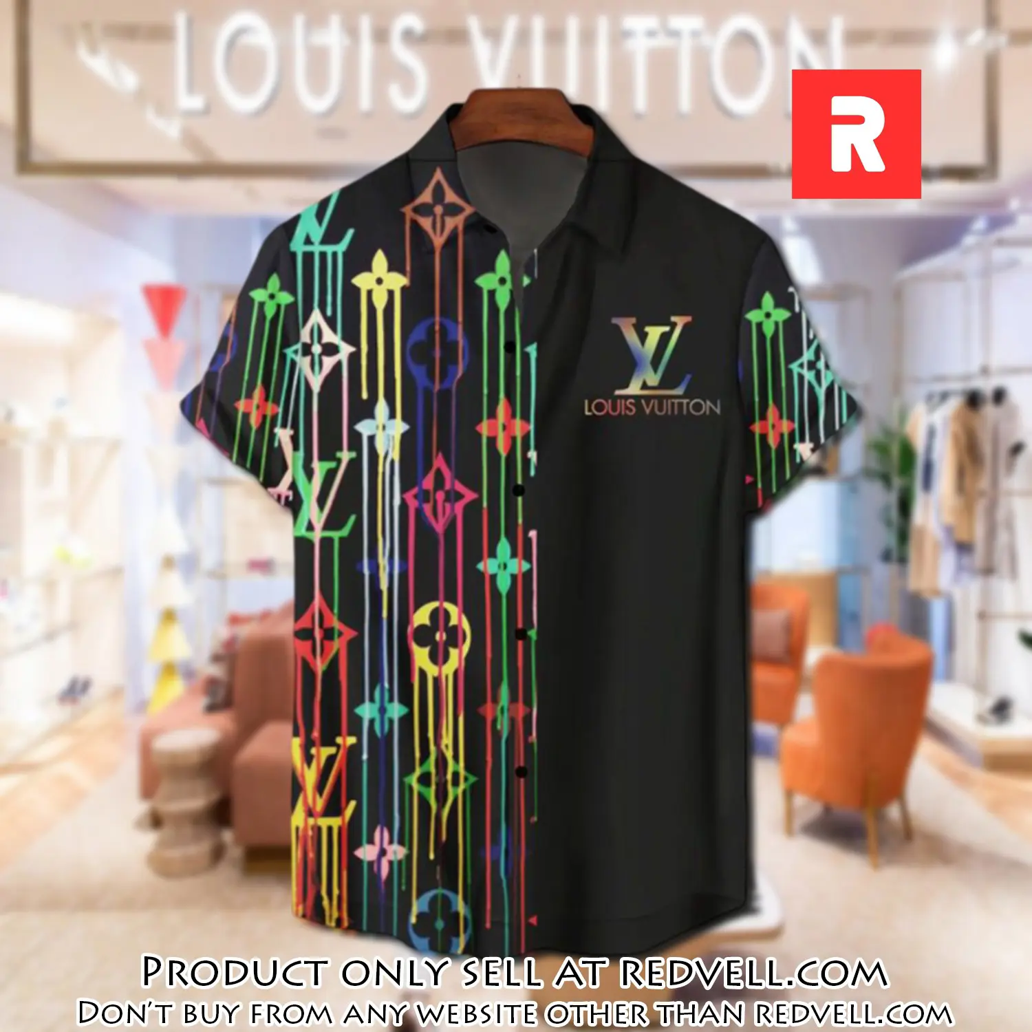 Lv louis vuitton luxury hawaiian shirt & short set lhs1189 rv4131125